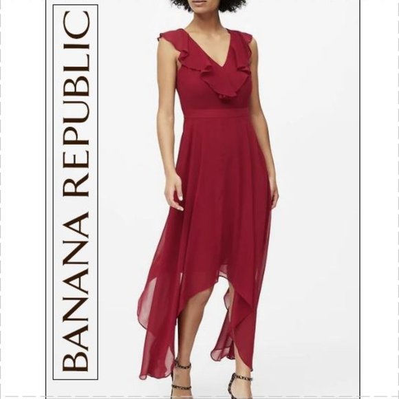 Banana Republic Dresses & Skirts - NWT Banana Republic Red Ruffle Maxi Dress- LAST ONE! Sz: 6